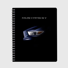 Тетрадь с принтом Ford Mustang GT 2 в Санкт-Петербурге, 100% бумага | 48 листов, плотность листов — 60 г/м2, плотность картонной обложки — 250 г/м2. Листы скреплены сбоку удобной пружинной спиралью. Уголки страниц и обложки скругленные. Цвет линий — светло-серый
 | Тематика изображения на принте: cobra | ford | gt | mustang | shelby