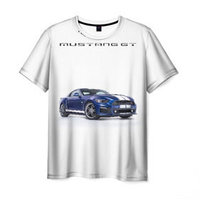Мужская футболка 3D с принтом Ford Mustang GT 3 в Санкт-Петербурге, 100% полиэфир | прямой крой, круглый вырез горловины, длина до линии бедер | Тематика изображения на принте: ford | gt | mustang | shelby | мустанг | форд | шэлби