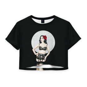 Женская футболка 3D укороченная с принтом Дита Фон Тиз в Санкт-Петербурге, 100% полиэстер | круглая горловина, длина футболки до линии талии, рукава с отворотами | бельё | дита
