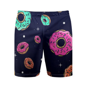 Мужские шорты 3D спортивные с принтом Black Milk Космические Пончики в Санкт-Петербурге,  |  | Тематика изображения на принте: black milk | donut | donuts | space | the simpsons | trend | глазурь | дизайн | еда | звезда | звёзды | космос | мода | пончик | симпсоны | симсоны | сладкий | стиль | тренд | узор