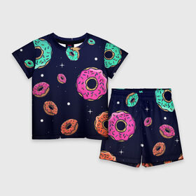 Детский костюм с шортами 3D с принтом Black Milk Космические Пончики в Санкт-Петербурге,  |  | black milk | donut | donuts | space | the simpsons | trend | глазурь | дизайн | еда | звезда | звёзды | космос | мода | пончик | симпсоны | симсоны | сладкий | стиль | тренд | узор