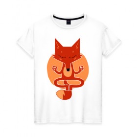 Женская футболка хлопок с принтом Inner Fox в Санкт-Петербурге, 100% хлопок | прямой крой, круглый вырез горловины, длина до линии бедер, слегка спущенное плечо | fox | йога | лис | лиса | медитация