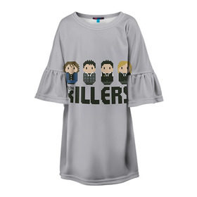 Детское платье 3D с принтом The Killers 3 в Санкт-Петербурге, 100% полиэстер | прямой силуэт, чуть расширенный к низу. Круглая горловина, на рукавах — воланы | the killers