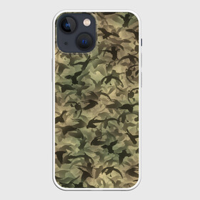 Чехол для iPhone 13 mini с принтом Охотничий камуфляж с утками в Санкт-Петербурге,  |  | гусиная | гусь | дичь | лес | милитари | охота | охотник | паттерн | птицы | текстура | утиная | утка | хаки