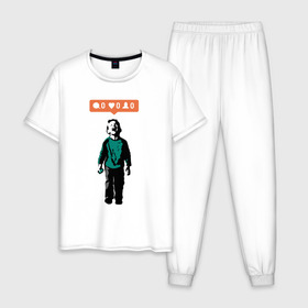 Мужская пижама хлопок с принтом ИГНОР в Санкт-Петербурге, 100% хлопок | брюки и футболка прямого кроя, без карманов, на брюках мягкая резинка на поясе и по низу штанин
 | арт | бэнкси | граффити | поп арт | стрит арт