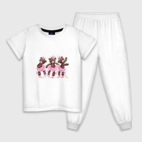 Детская пижама хлопок с принтом Балерины в Санкт-Петербурге, 100% хлопок |  брюки и футболка прямого кроя, без карманов, на брюках мягкая резинка на поясе и по низу штанин
 | акварель | игрушка | медведь | пачка | плюшевый | пуанты | рисунок | розовый | сердце | теди