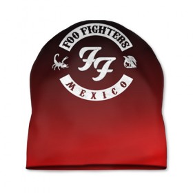 Шапка 3D с принтом Foo Fighters 3 в Санкт-Петербурге, 100% полиэстер | универсальный размер, печать по всей поверхности изделия | foo fighters | дэйв грол | фу файтерс