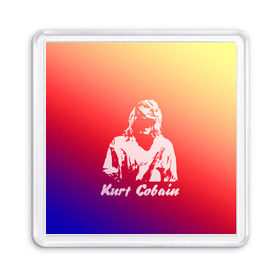 Магнит 55*55 с принтом Kurt Cobain в Санкт-Петербурге, Пластик | Размер: 65*65 мм; Размер печати: 55*55 мм | nirvana |  курт кобейн | нирвана | рок