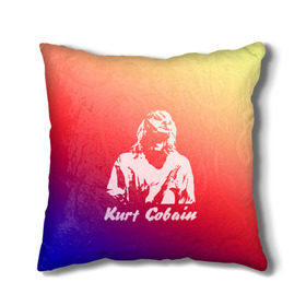 Подушка 3D с принтом Kurt Cobain в Санкт-Петербурге, наволочка – 100% полиэстер, наполнитель – холлофайбер (легкий наполнитель, не вызывает аллергию). | состоит из подушки и наволочки. Наволочка на молнии, легко снимается для стирки | nirvana |  курт кобейн | нирвана | рок