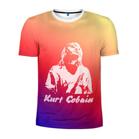Мужская футболка 3D спортивная с принтом Kurt Cobain в Санкт-Петербурге, 100% полиэстер с улучшенными характеристиками | приталенный силуэт, круглая горловина, широкие плечи, сужается к линии бедра | nirvana |  курт кобейн | нирвана | рок