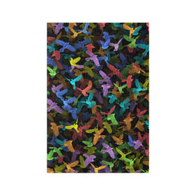Обложка для паспорта матовая кожа с принтом Разноцветные птички в Санкт-Петербурге, натуральная матовая кожа | размер 19,3 х 13,7 см; прозрачные пластиковые крепления | ворбьи | куча | паттерн | птица | птицы | радуга | радужный | синцы | стая | текстура