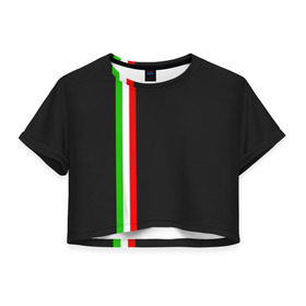 Женская футболка 3D укороченная с принтом Black Milk Italiano в Санкт-Петербурге, 100% полиэстер | круглая горловина, длина футболки до линии талии, рукава с отворотами | flag | italian | италия | итальянский | страна | страны | триколор | флаг