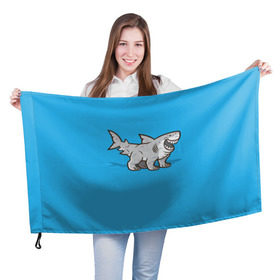 Флаг 3D с принтом Акула мутант 5 в Санкт-Петербурге, 100% полиэстер | плотность ткани — 95 г/м2, размер — 67 х 109 см. Принт наносится с одной стороны | акула | детям | лапы | мутант | рисунок