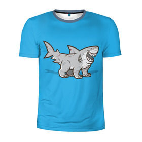 Мужская футболка 3D спортивная с принтом Акула мутант 5 в Санкт-Петербурге, 100% полиэстер с улучшенными характеристиками | приталенный силуэт, круглая горловина, широкие плечи, сужается к линии бедра | акула | детям | лапы | мутант | рисунок
