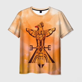 Мужская футболка 3D с принтом этника в Санкт-Петербурге, 100% полиэфир | прямой крой, круглый вырез горловины, длина до линии бедер | геометрия | индейцы | ловец снов | орел | орнамент | перья | пирамида | птица | пустыня | символы | сокол | тотем | узоры | этно | ястреб