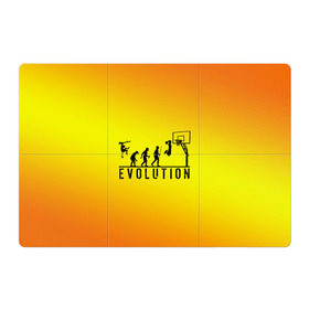 Магнитный плакат 3Х2 с принтом Эволюция баскетбола в Санкт-Петербурге, Полимерный материал с магнитным слоем | 6 деталей размером 9*9 см | basketball | evolution | желтый | обезьяна человек | оранжевый | эволюция