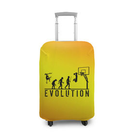 Чехол для чемодана 3D с принтом Эволюция баскетбола в Санкт-Петербурге, 86% полиэфир, 14% спандекс | двустороннее нанесение принта, прорези для ручек и колес | basketball | evolution | желтый | обезьяна человек | оранжевый | эволюция