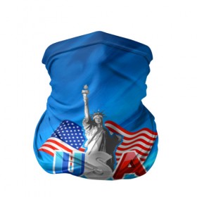 Бандана-труба 3D с принтом USA в Санкт-Петербурге, 100% полиэстер, ткань с особыми свойствами — Activecool | плотность 150‒180 г/м2; хорошо тянется, но сохраняет форму | Тематика изображения на принте: 3d | blue | usa | америка | города | краски | любовь | страны | сша | турист | флаг