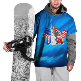 Накидка на куртку 3D с принтом USA в Санкт-Петербурге, 100% полиэстер |  | 3d | blue | usa | америка | города | краски | любовь | страны | сша | турист | флаг