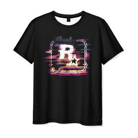 Мужская футболка 3D с принтом Rockstar Noise в Санкт-Петербурге, 100% полиэфир | прямой крой, круглый вырез горловины, длина до линии бедер | auto | dead | grand | gta | red | redemption | theft | гта | рокстар