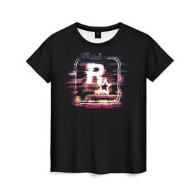 Женская футболка 3D с принтом Rockstar Noise в Санкт-Петербурге, 100% полиэфир ( синтетическое хлопкоподобное полотно) | прямой крой, круглый вырез горловины, длина до линии бедер | auto | dead | grand | gta | red | redemption | theft | гта | рокстар