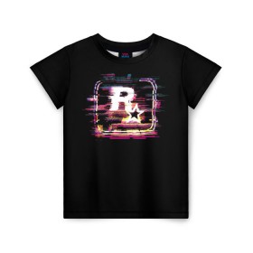 Детская футболка 3D с принтом Rockstar Noise в Санкт-Петербурге, 100% гипоаллергенный полиэфир | прямой крой, круглый вырез горловины, длина до линии бедер, чуть спущенное плечо, ткань немного тянется | auto | dead | grand | gta | red | redemption | theft | гта | рокстар
