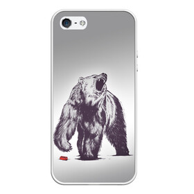 Чехол для iPhone 5/5S матовый с принтом Медведь наступил на лего в Санкт-Петербурге, Силикон | Область печати: задняя сторона чехла, без боковых панелей | Тематика изображения на принте: зверь | косолапый | лего | медведь | мишка | рев