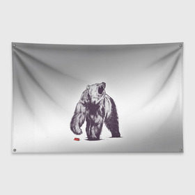 Флаг-баннер с принтом Медведь наступил на лего в Санкт-Петербурге, 100% полиэстер | размер 67 х 109 см, плотность ткани — 95 г/м2; по краям флага есть четыре люверса для крепления | зверь | косолапый | лего | медведь | мишка | рев