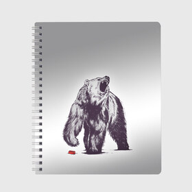 Тетрадь с принтом Медведь наступил на лего в Санкт-Петербурге, 100% бумага | 48 листов, плотность листов — 60 г/м2, плотность картонной обложки — 250 г/м2. Листы скреплены сбоку удобной пружинной спиралью. Уголки страниц и обложки скругленные. Цвет линий — светло-серый
 | Тематика изображения на принте: зверь | косолапый | лего | медведь | мишка | рев