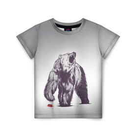 Детская футболка 3D с принтом Медведь наступил на лего в Санкт-Петербурге, 100% гипоаллергенный полиэфир | прямой крой, круглый вырез горловины, длина до линии бедер, чуть спущенное плечо, ткань немного тянется | зверь | косолапый | лего | медведь | мишка | рев