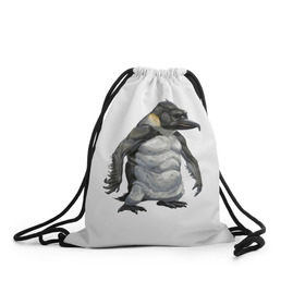 Рюкзак-мешок 3D с принтом Пингвинопитек в Санкт-Петербурге, 100% полиэстер | плотность ткани — 200 г/м2, размер — 35 х 45 см; лямки — толстые шнурки, застежка на шнуровке, без карманов и подкладки | Тематика изображения на принте: лженаука | пингвин