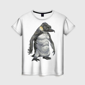 Женская футболка 3D с принтом Пингвинопитек в Санкт-Петербурге, 100% полиэфир ( синтетическое хлопкоподобное полотно) | прямой крой, круглый вырез горловины, длина до линии бедер | лженаука | пингвин