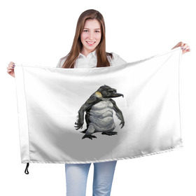Флаг 3D с принтом Пингвинопитек в Санкт-Петербурге, 100% полиэстер | плотность ткани — 95 г/м2, размер — 67 х 109 см. Принт наносится с одной стороны | лженаука | пингвин