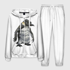 Мужской костюм 3D с принтом Пингвинопитек в Санкт-Петербурге, 100% полиэстер | Манжеты и пояс оформлены тканевой резинкой, двухслойный капюшон со шнурком для регулировки, карманы спереди | лженаука | пингвин