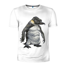 Мужская футболка 3D спортивная с принтом Пингвинопитек в Санкт-Петербурге, 100% полиэстер с улучшенными характеристиками | приталенный силуэт, круглая горловина, широкие плечи, сужается к линии бедра | лженаука | пингвин