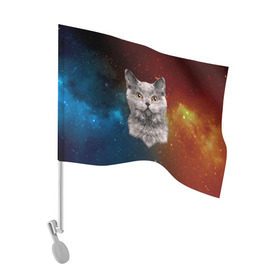 Флаг для автомобиля с принтом Кот в космосе! в Санкт-Петербурге, 100% полиэстер | Размер: 30*21 см | 3d | cat | арт | взгляд | вселенная | звезды | земля | космос | кот | кот хипстер | котёнок | котятки | котятушки | кошечки | кошка | мордочка | плеяды | пространство | созвездие