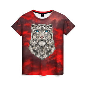 Женская футболка 3D с принтом Леопард в Санкт-Петербурге, 100% полиэфир ( синтетическое хлопкоподобное полотно) | прямой крой, круглый вырез горловины, длина до линии бедер | 3d | cat | арт | вечер | взгляд | закат | кот | кот хипстер | котёнок | котятки | котятушки | кошечки | кошка | леопард | мордочка | ночь