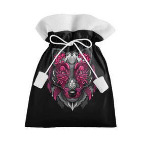 Подарочный 3D мешок с принтом Волк в Санкт-Петербурге, 100% полиэстер | Размер: 29*39 см | Тематика изображения на принте: wolf | арт | взгляд | графика | живопись | лис | лиса | рисунок | розовый | тотем | хищник