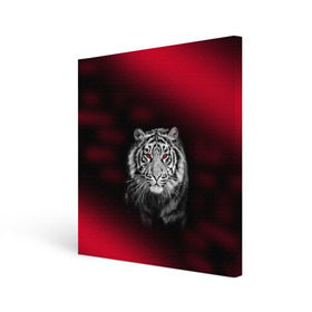 Холст квадратный с принтом Тигр красные глаза в Санкт-Петербурге, 100% ПВХ |  |  хищник | багровый | большая кошка | глаза. красные | красный | кровавый | тигр