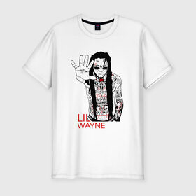 Мужская футболка премиум с принтом Lil Wayne 1 в Санкт-Петербурге, 92% хлопок, 8% лайкра | приталенный силуэт, круглый вырез ворота, длина до линии бедра, короткий рукав | lil wayne | rap | лил уэйн | рэп | хип хоп