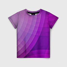 Детская футболка 3D с принтом Фиолетовые волны в Санкт-Петербурге, 100% гипоаллергенный полиэфир | прямой крой, круглый вырез горловины, длина до линии бедер, чуть спущенное плечо, ткань немного тянется | Тематика изображения на принте: круги | фиолетовый геометрия