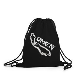 Рюкзак-мешок 3D с принтом Omen в Санкт-Петербурге, 100% полиэстер | плотность ткани — 200 г/м2, размер — 35 х 45 см; лямки — толстые шнурки, застежка на шнуровке, без карманов и подкладки | Тематика изображения на принте: omen | омен