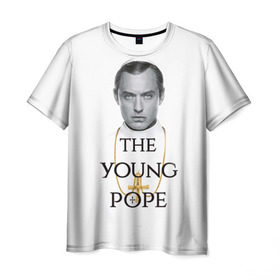 Мужская футболка 3D с принтом The Young Pope в Санкт-Петербурге, 100% полиэфир | прямой крой, круглый вырез горловины, длина до линии бедер | Тематика изображения на принте: young pope | джуд | лоу | молодой папа