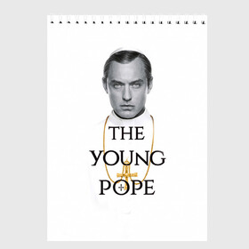 Скетчбук с принтом The Young Pope в Санкт-Петербурге, 100% бумага
 | 48 листов, плотность листов — 100 г/м2, плотность картонной обложки — 250 г/м2. Листы скреплены сверху удобной пружинной спиралью | young pope | джуд | лоу | молодой папа