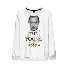 Мужской свитшот 3D с принтом The Young Pope в Санкт-Петербурге, 100% полиэстер с мягким внутренним слоем | круглый вырез горловины, мягкая резинка на манжетах и поясе, свободная посадка по фигуре | young pope | джуд | лоу | молодой папа