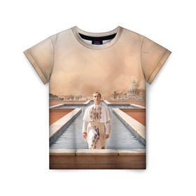 Детская футболка 3D с принтом Италия в Санкт-Петербурге, 100% гипоаллергенный полиэфир | прямой крой, круглый вырез горловины, длина до линии бедер, чуть спущенное плечо, ткань немного тянется | Тематика изображения на принте: young pope | джуд | лоу | молодой папа