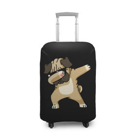 Чехол для чемодана 3D с принтом Dog dab в Санкт-Петербурге, 86% полиэфир, 14% спандекс | двустороннее нанесение принта, прорези для ручек и колес | арт | животное | мопс | музыка | собака