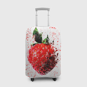 Чехол для чемодана 3D с принтом Клубника в Санкт-Петербурге, 86% полиэфир, 14% спандекс | двустороннее нанесение принта, прорези для ручек и колес | брызги | земляника | клубника | краски | красный | природа | рисунок | фрукты