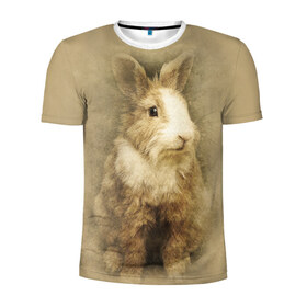 Мужская футболка 3D спортивная с принтом Кролик в Санкт-Петербурге, 100% полиэстер с улучшенными характеристиками | приталенный силуэт, круглая горловина, широкие плечи, сужается к линии бедра | грызун | животные | заяц | кролик | мордочка | природа | пушистый | уши