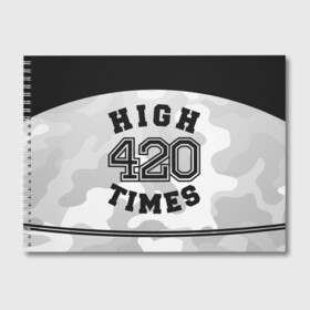 Альбом для рисования с принтом High Times 420 Camo в Санкт-Петербурге, 100% бумага
 | матовая бумага, плотность 200 мг. | Тематика изображения на принте: camouflage | камо | камуфляж